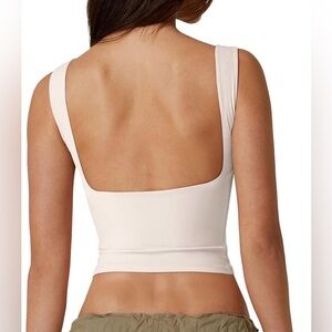 NWT Qinsen Sexy open back sleeveless crop tank high neck size: L